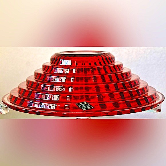 GODINGER FOR SHANNON CRYSTAL CENTURY CRYSTAL CENTERPIECE BOWL RUBY RED 13 1/2 IN - Picture 5 of 7